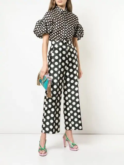 Shop Dice Kayek High-waisted Polka Dot Trousers In Black