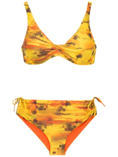Shop Lygia & Nanny Printed Marcela Bikini In Yellow