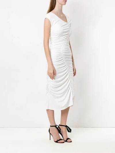 Shop Tufi Duek Midi Slim Fit Dress In White