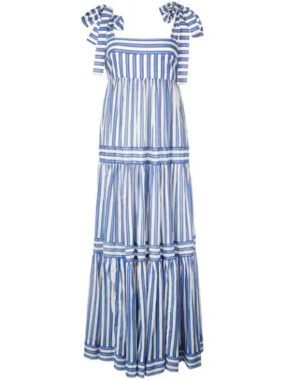 Shop Zimmermann Striped Tiered Maxi Dress In Blue
