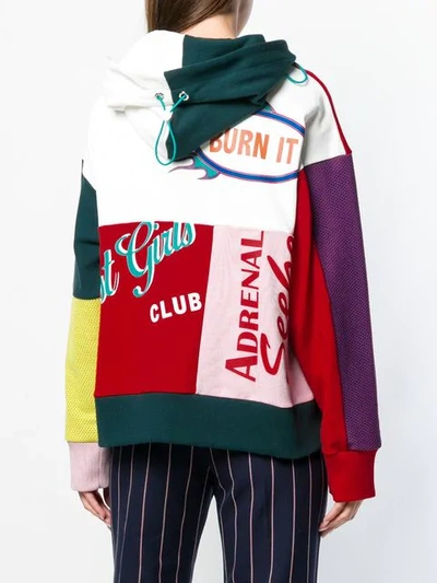 Shop Mira Mikati Patchwork Zipped Hoodie In Multi Colour
