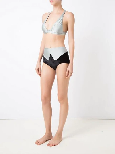 Shop Adriana Degreas Triangle Bikini Set In Metallic