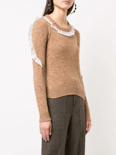 Shop Philosophy Di Lorenzo Serafini Ruffle Sweater In Brown