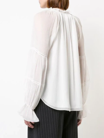CINQ A SEPT TIE NECK FLARED BLOUSE - 白色