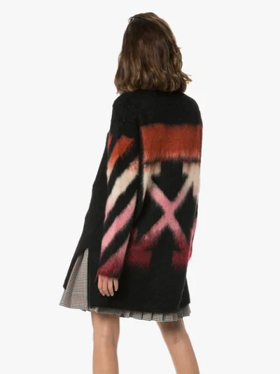 Shop Off-white Ombré Arrow-print Knitted Dress In Black