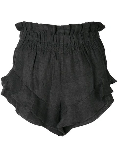 Shop Isabel Marant Frilly Shorts - Black