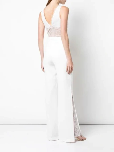 Shop Jonathan Simkhai Sateen Lingerie Lace Jumpsuit In White