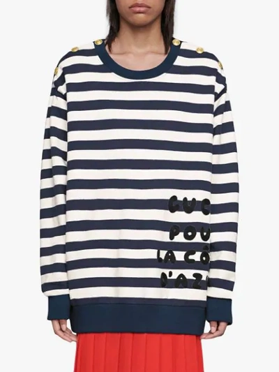 Shop Gucci Cotton Sweatshirt With Patch In Blue