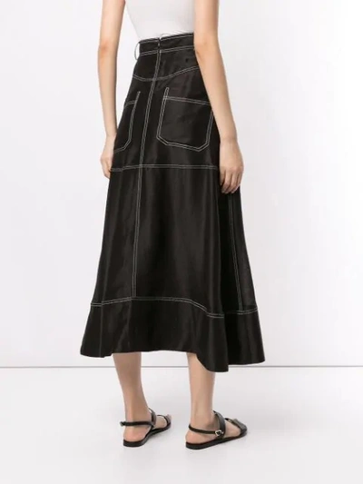 Shop Lee Mathews Lotte Crushed Midi Skirt - Black