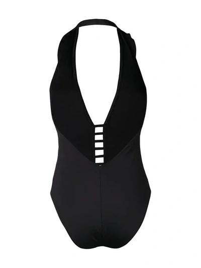 Shop Zimmermann Juniper Halter Tie Button Detailed Swimsuit In Black