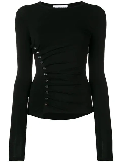 Shop Paco Rabanne Stretch Button Up Top In Black