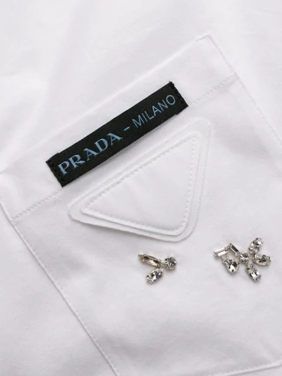 Shop Prada Flower Crystal Appliqué T-shirt - White