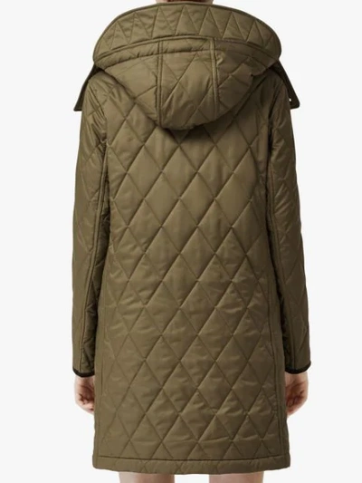 Shop Burberry Detachable Hood Monogram Motif Quilted Coat In Olive Green