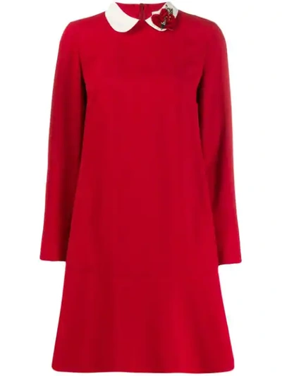 Shop Red Valentino Heart Collar Mini Dress In Red