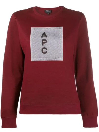 Shop Apc Logo Sweatshirt In Red