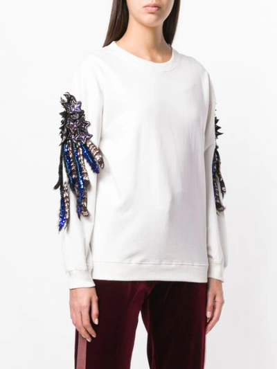 Shop Lédition Sequin Shooting Stars Sweatshirt In White