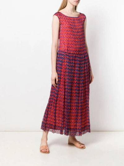 Shop Aspesi Geometric Print Maxi Dress In Red