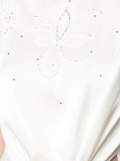 Shop Magda Butrym Beaded Front Knot Blouse In White