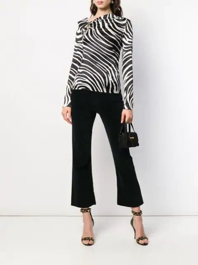 Shop Versace Zebra Print Asymmetric Blouse In Black