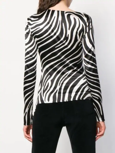 Shop Versace Zebra Print Asymmetric Blouse In Black