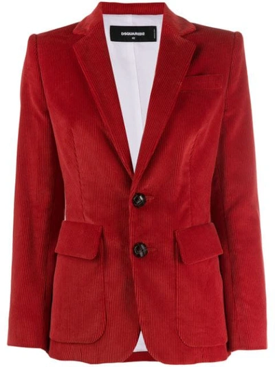 Shop Dsquared2 Corduroy Blazer Jacket In Red