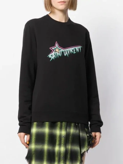 Shop Saint Laurent Vintage-inspired Logo Sweatshirt In Black