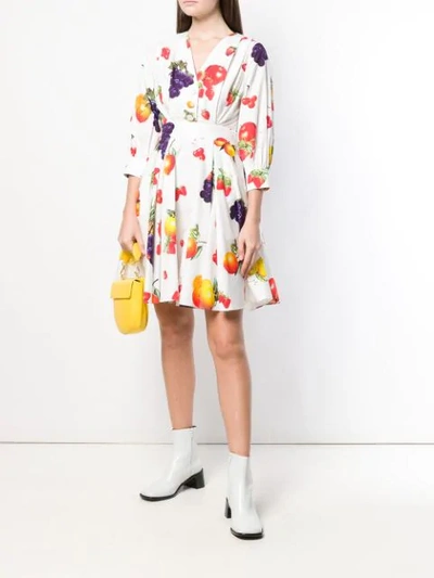 Msgm Printed Cotton Poplin Dress In White