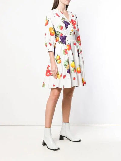 Msgm Printed Cotton Poplin Dress In White