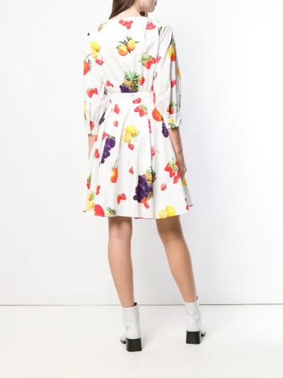 Shop Msgm Fruit Print Dress In White