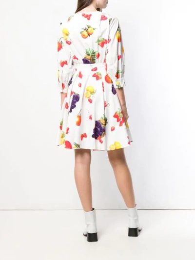 Msgm Printed Cotton Poplin Dress In White