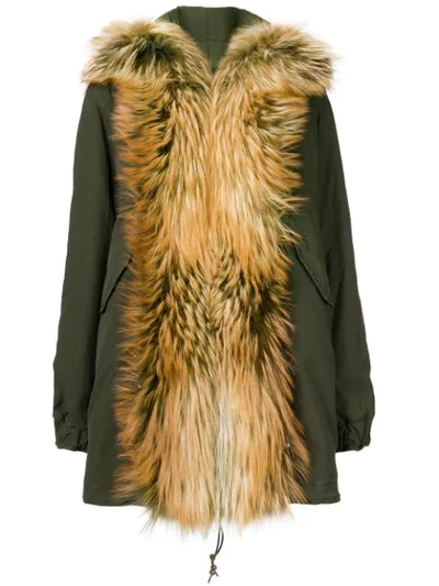 Shop Mr & Mrs Italy Fox Fur Shawl Parka Coat - Green