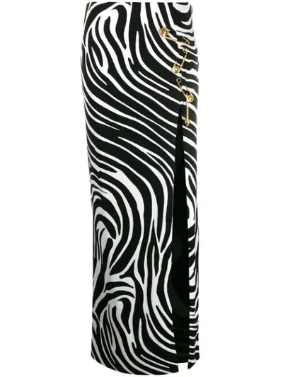 Shop Versace Safety Pin Zebra Skirt In Black