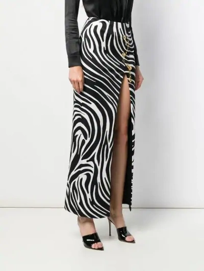 Shop Versace Safety Pin Zebra Skirt In Black