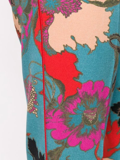 Shop Etro Floral Print Trousers In Blue