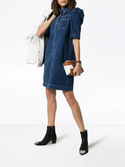 Shop See By Chloé Puff Sleeve Button In Blue