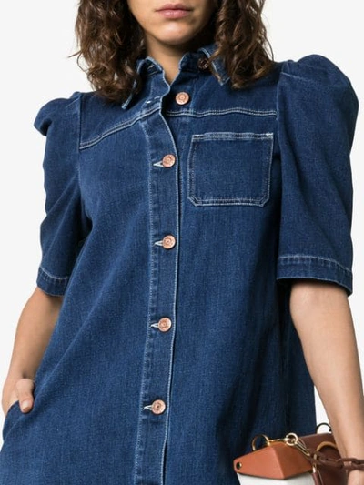 Shop See By Chloé Puff Sleeve Button In Blue