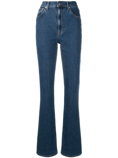 Shop Helmut Lang Femme High Waisted Bootcut Jeans In Blue