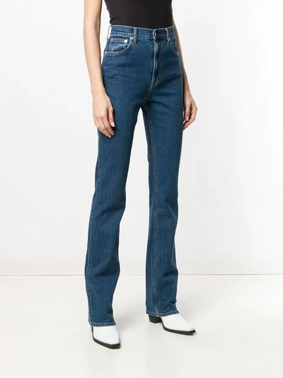 Shop Helmut Lang Femme High Waisted Bootcut Jeans In Blue