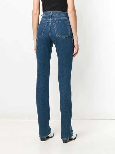 Shop Helmut Lang Femme High Waisted Bootcut Jeans In Blue