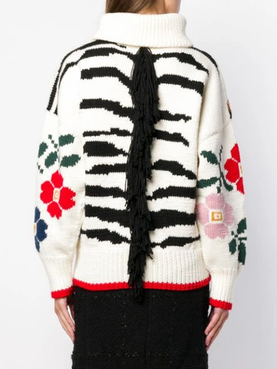 Shop Sonia Rykiel Tiger Knit Jumper In White