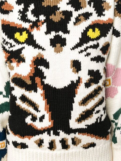 Shop Sonia Rykiel Tiger Knit Jumper In White