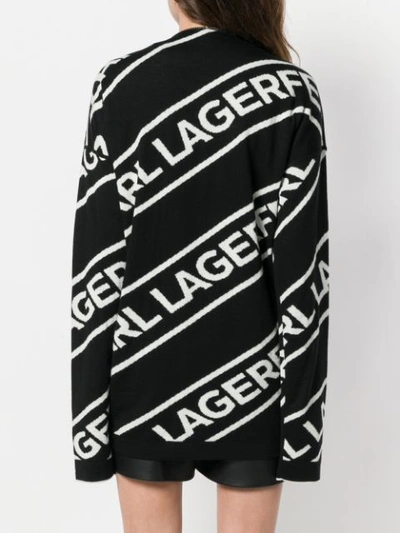 Shop Karl Lagerfeld Zipped Logo Cardigan - Black