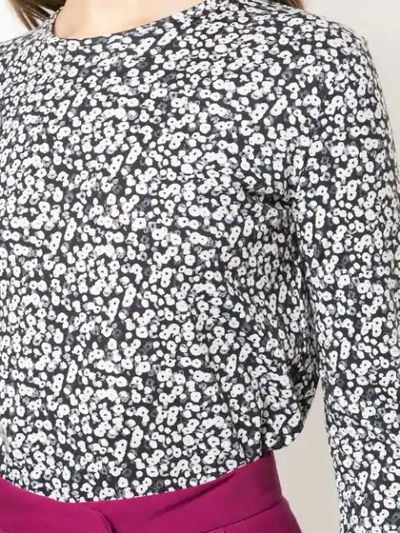 Shop Derek Lam Poppy Print Cotton Jersey Long Sleeve Top In Black