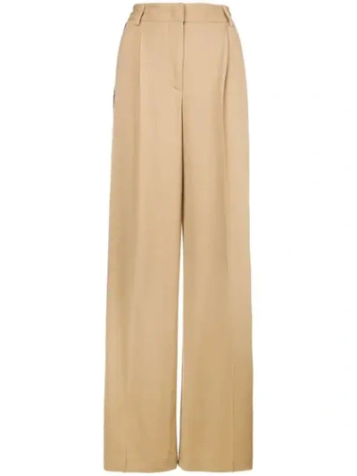 Shop Msgm Side Stripe Detail Trousers In Neutrals