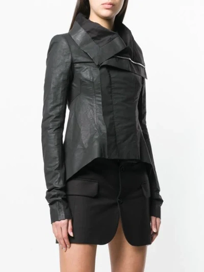 Shop Rick Owens Coated Biker Jacket In 09 Black