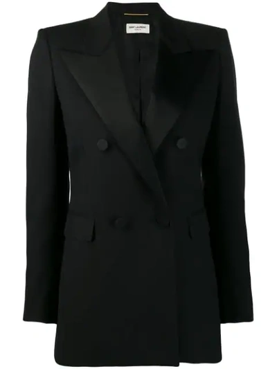 Shop Saint Laurent Tailored Tuxedo Blazer In Black