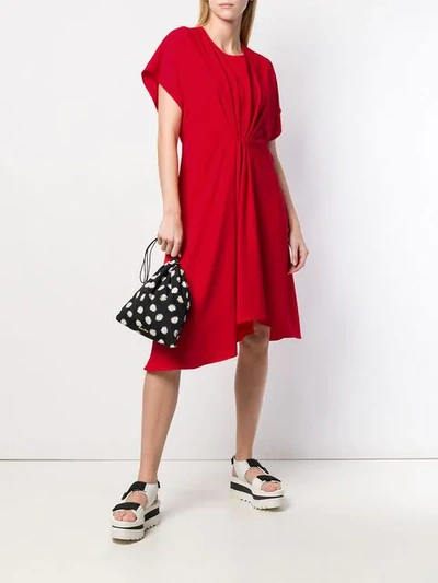 Shop Kenzo Gathered Front Dress In Red