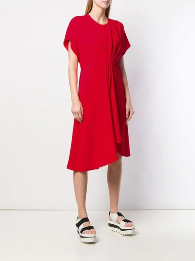 Shop Kenzo Gathered Front Dress In Red