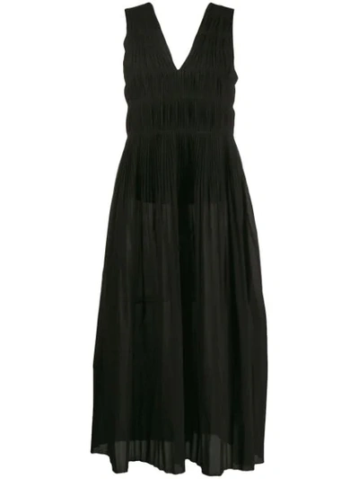 Shop Alysi Micro Pleated Midi Dress - Black