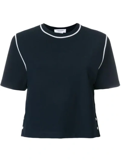 Shop Thom Browne Contrast Stitch Milano Tech Tee - Blue